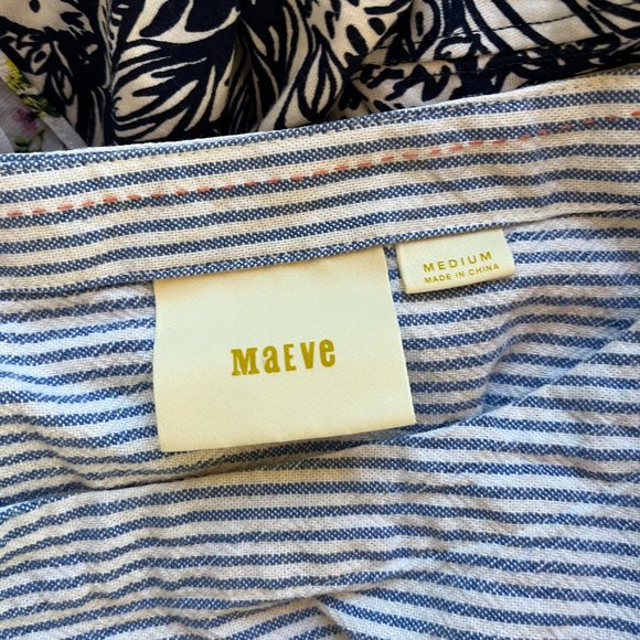 Anthropologie Maeve Red White Blue Nautical Top Shirt Shoulder Buttons Sz Medium - Picture 6 of 6